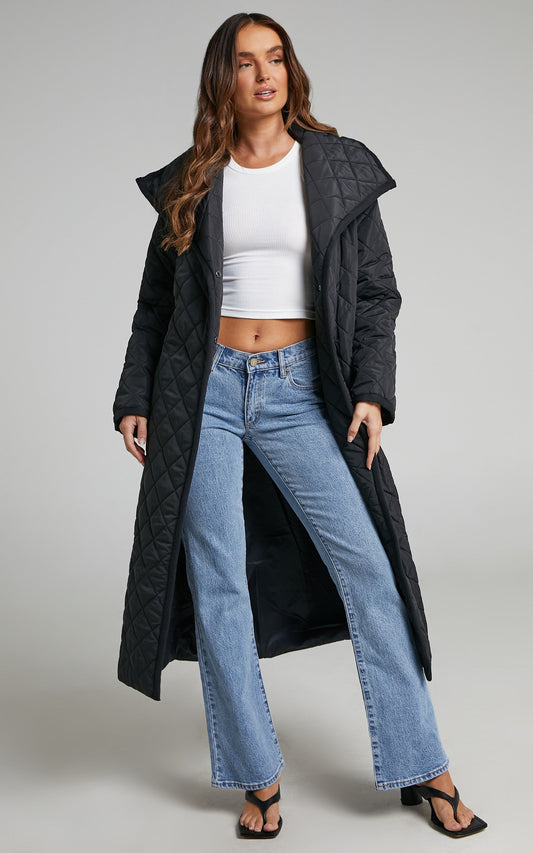 Miley Quilted Coat in Black