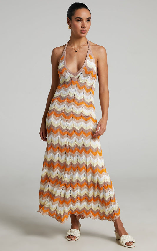 Natchel Crochet Maxi Dress in White Print