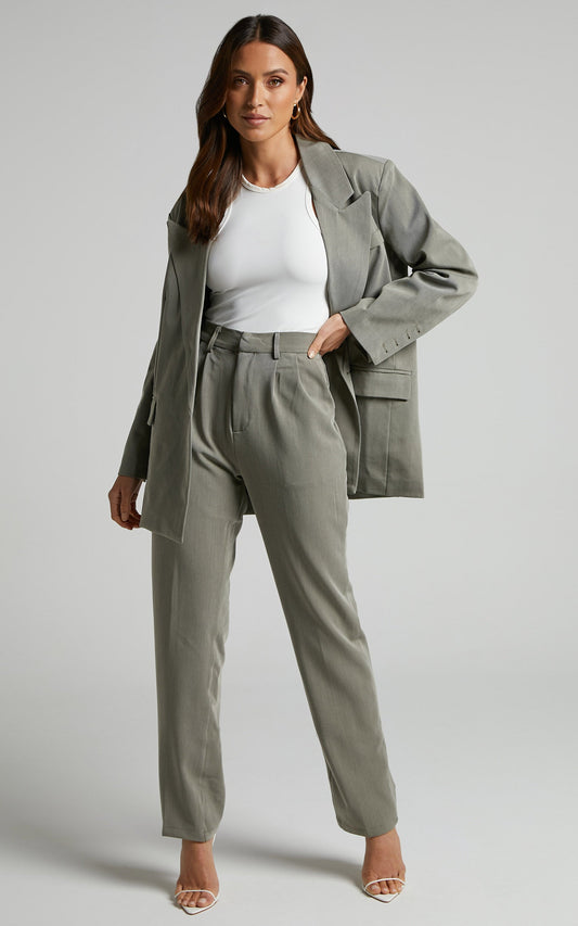 Remi Trousers - Tailored Straight Leg Trousers in Grey