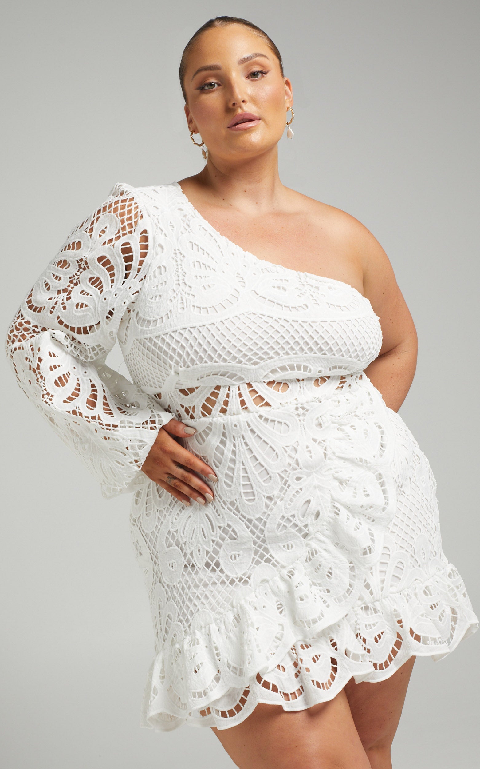 Kiss Me Quick One Shoulder Dress in White