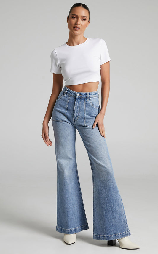Phoebe Tonkin x Rolla's - Eastcoast Flare in Bessette Blue