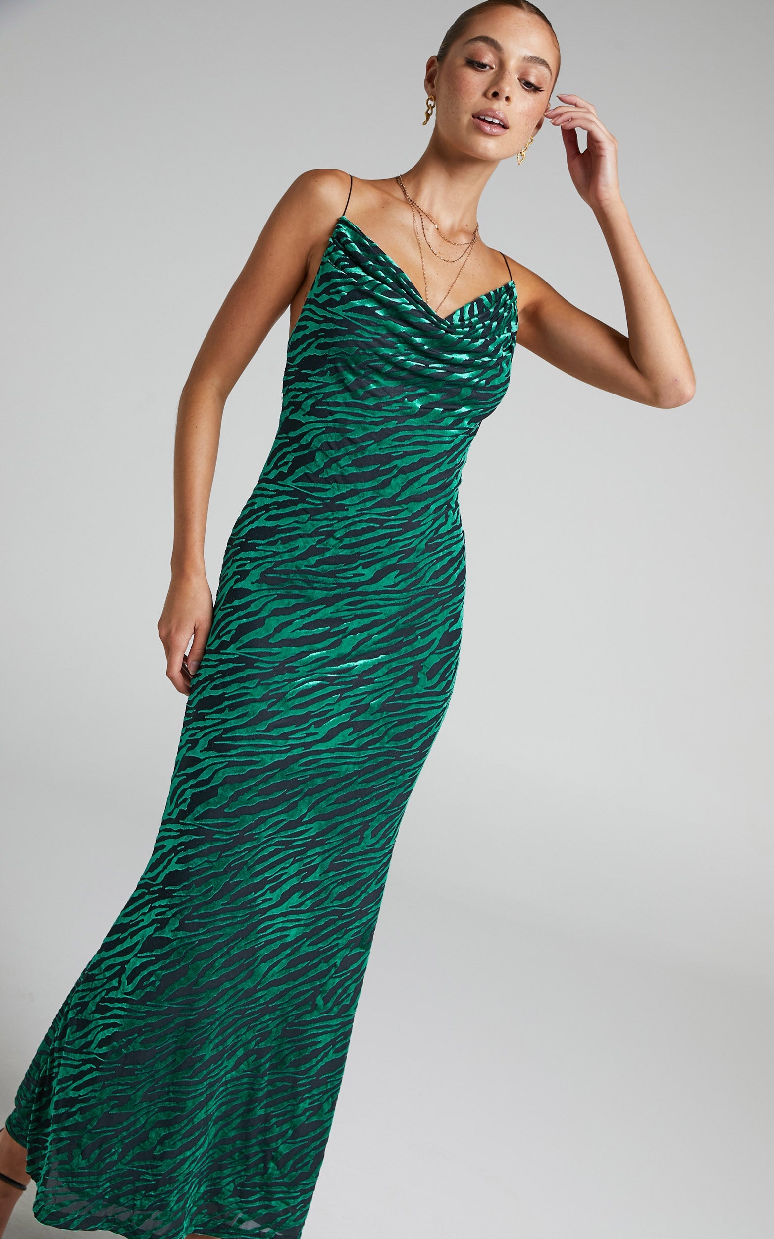 Runaway The Label - Lionell Dress in Emerald Zebra