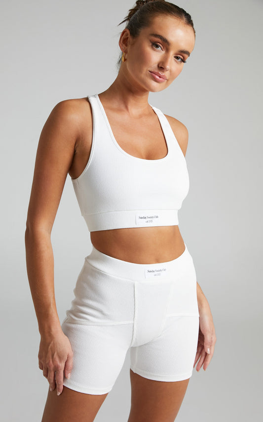 Sunday Leisure Club - Kairi Bike Shorts in White Rib