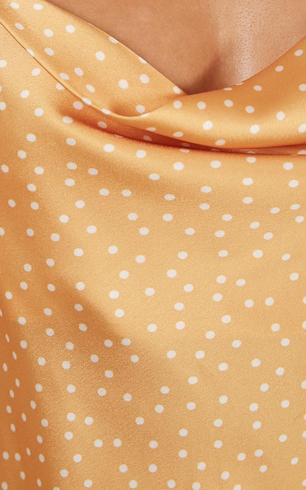 Shine Up Midi Dress In Mango Spot Satin