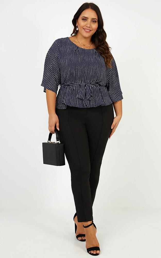 Different Ways Top In Navy Stripe