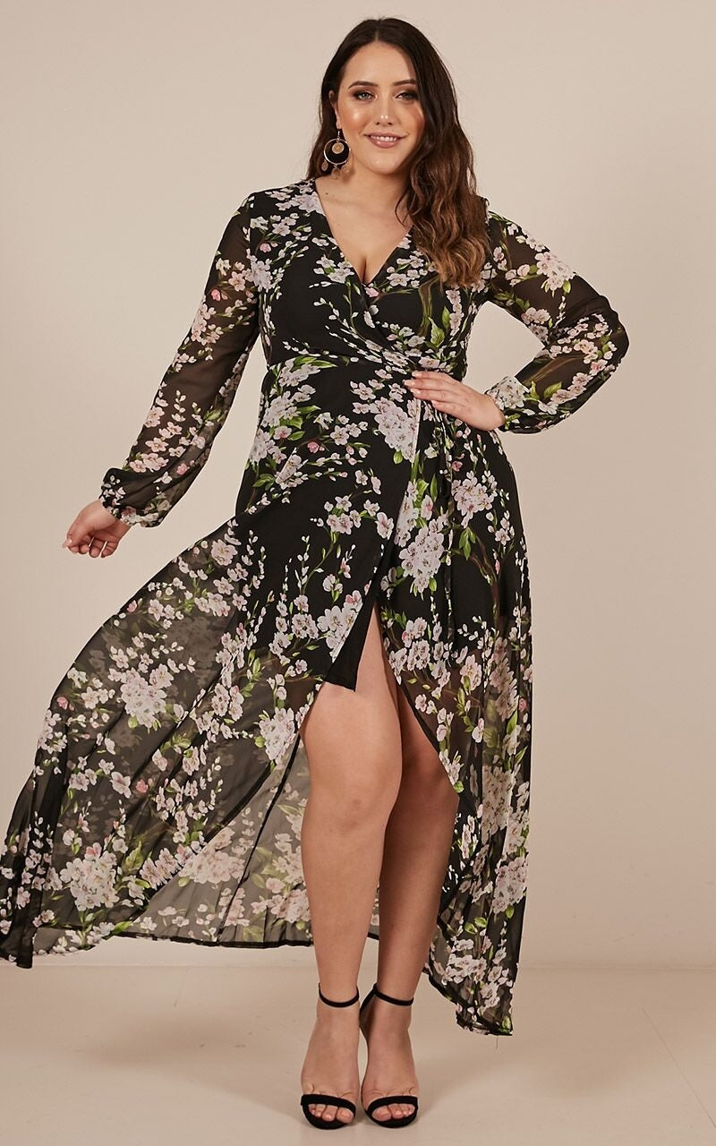 Autumn Falls Maxi Dress In Black Floral