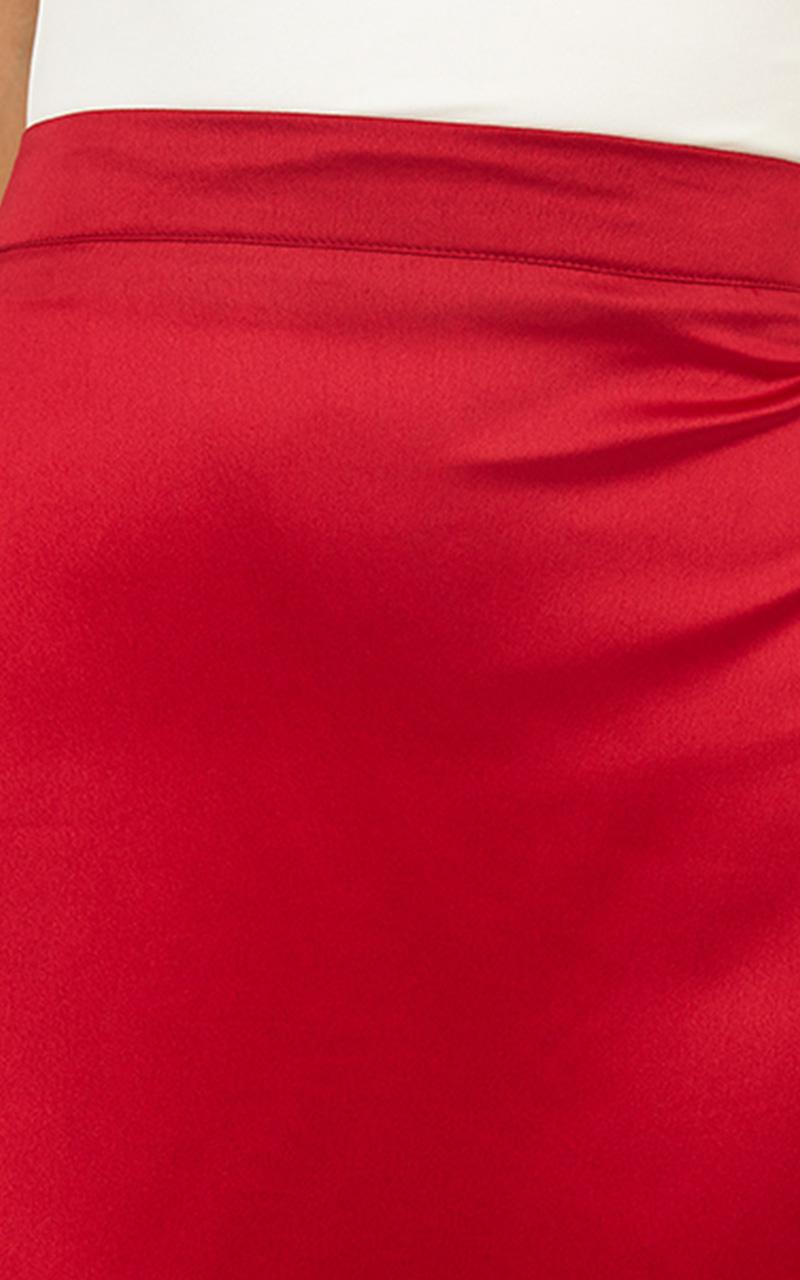 Long Trip Skirt In Red Satin