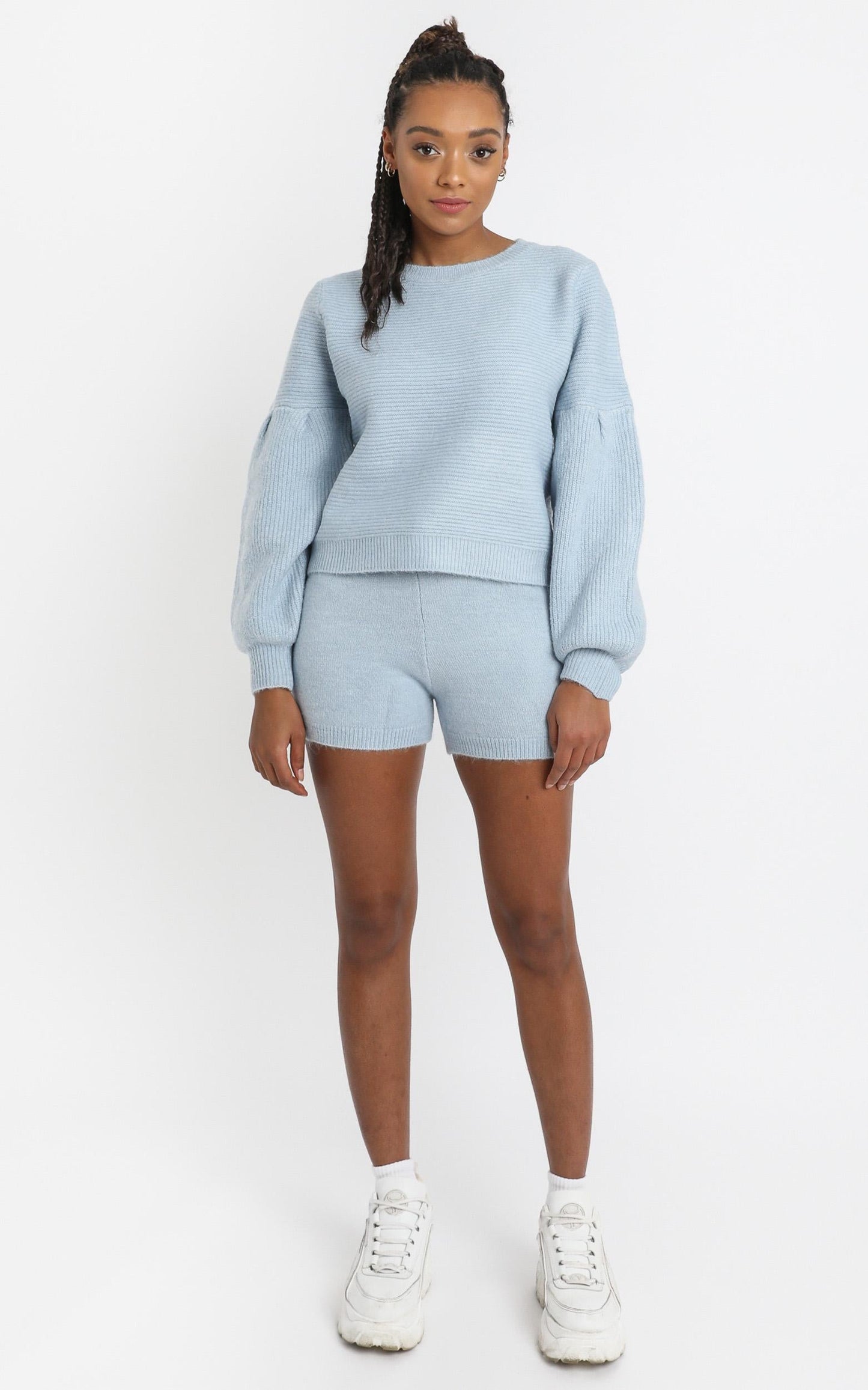 Siobhan Knit Shorts in Sky Blue