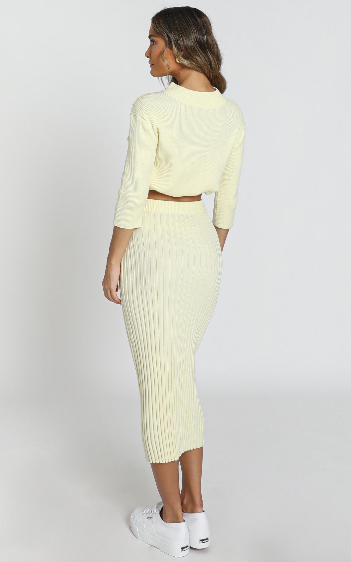 Cicely Knitted Skirt in Pastel Yellow