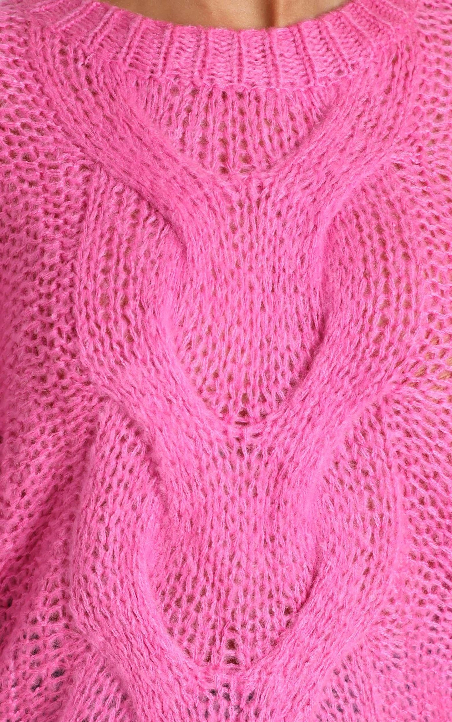 Jules Cable Knit Jumper in Hot Pink