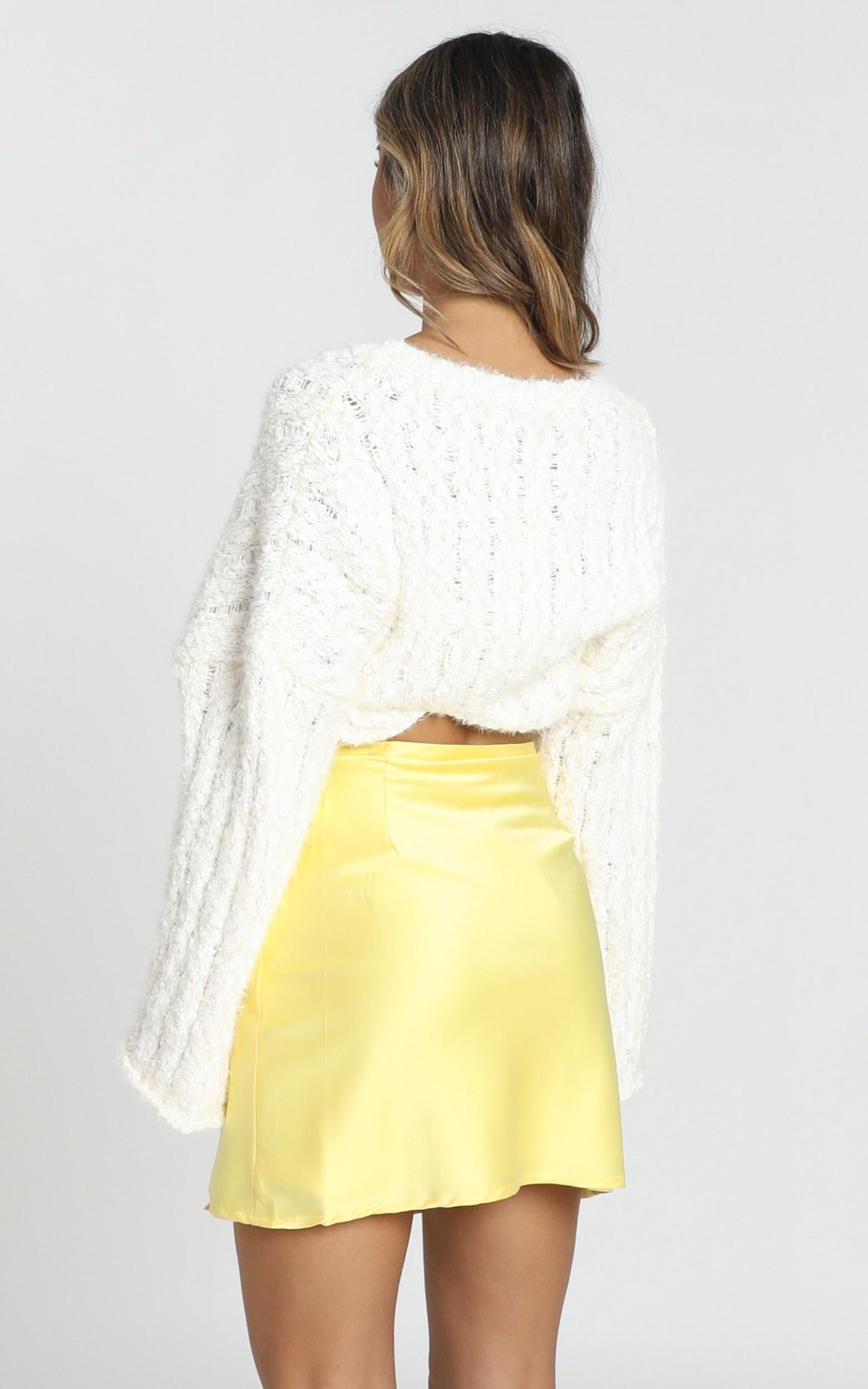 Mini Slip Skirt in Lemon Satin