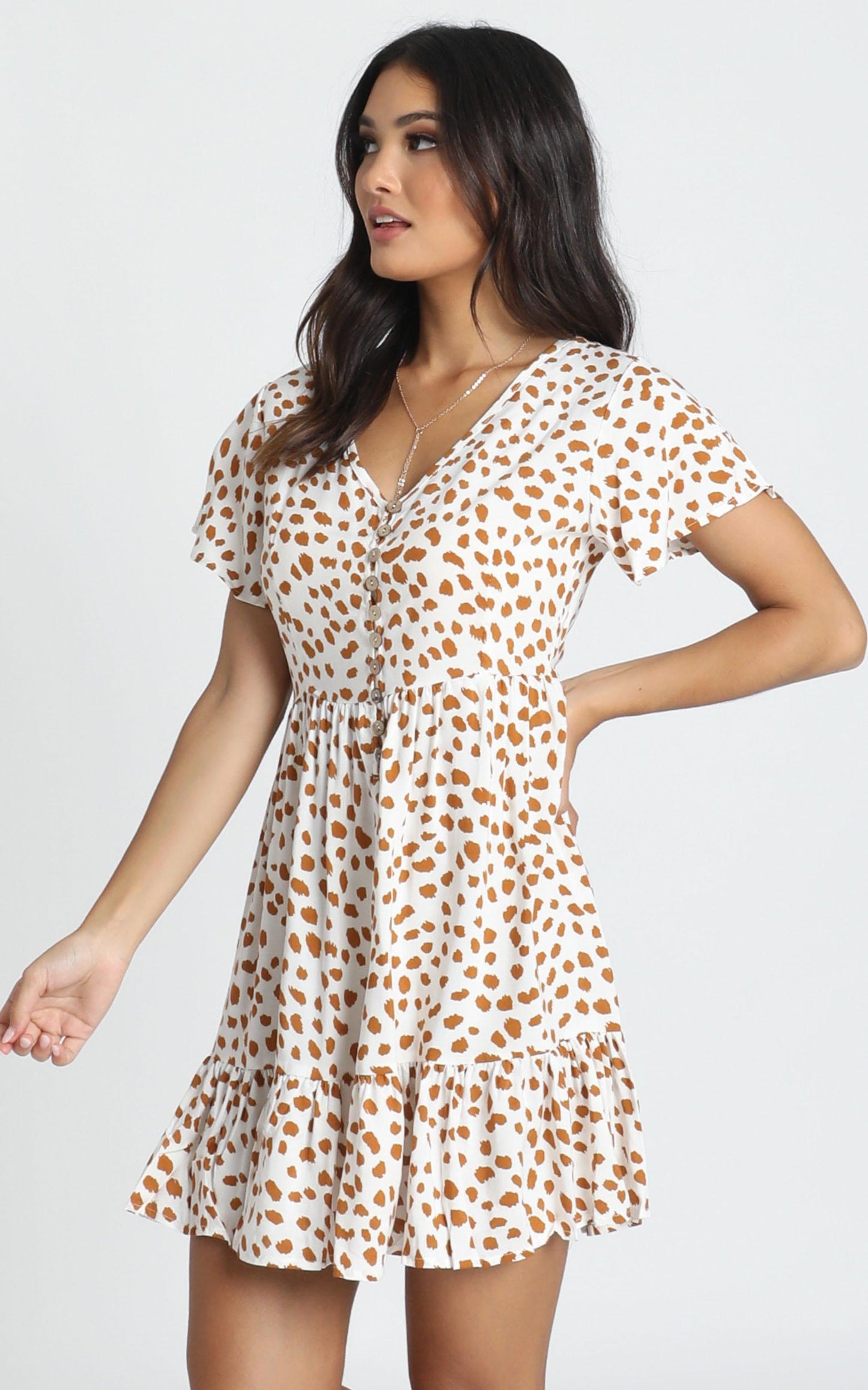 Mylo Dress in Tan Spot