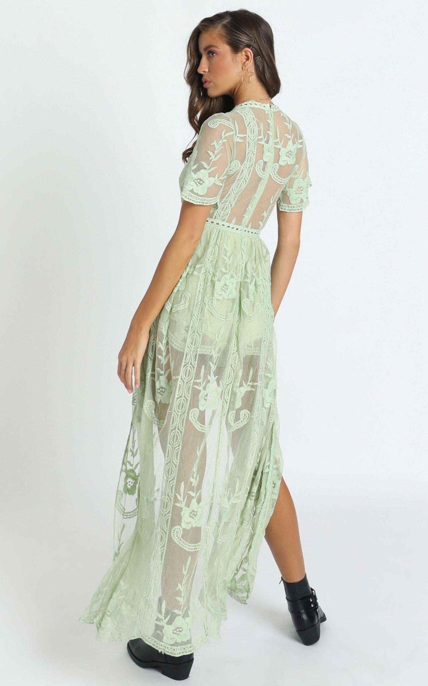 Now Shes Got It Playsuit in Green Lace