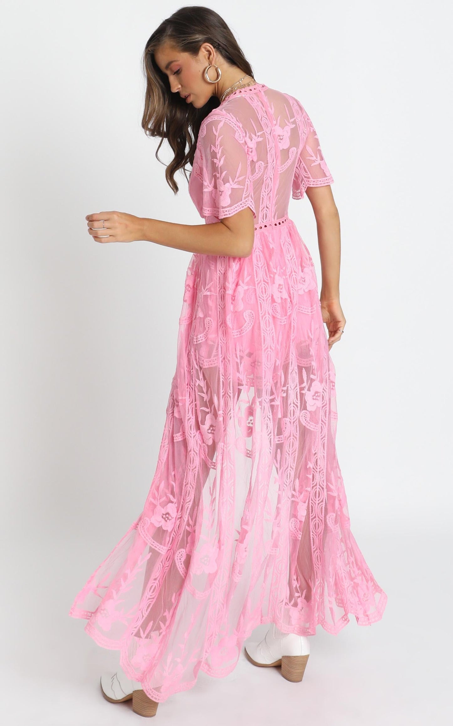 Now Shes Got It Playsuit In Pink Lace