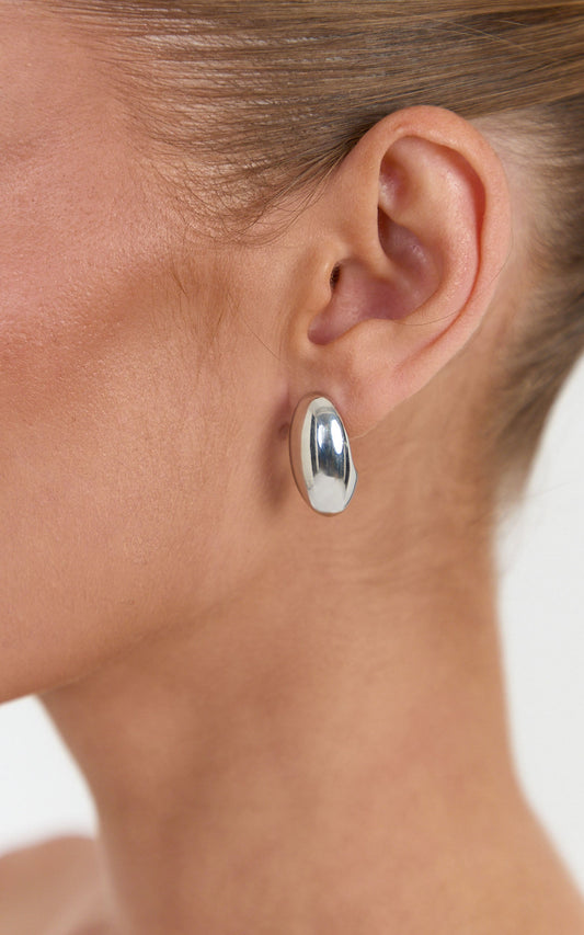 Lucille Earrings - Oval Statement Earrings in Silver