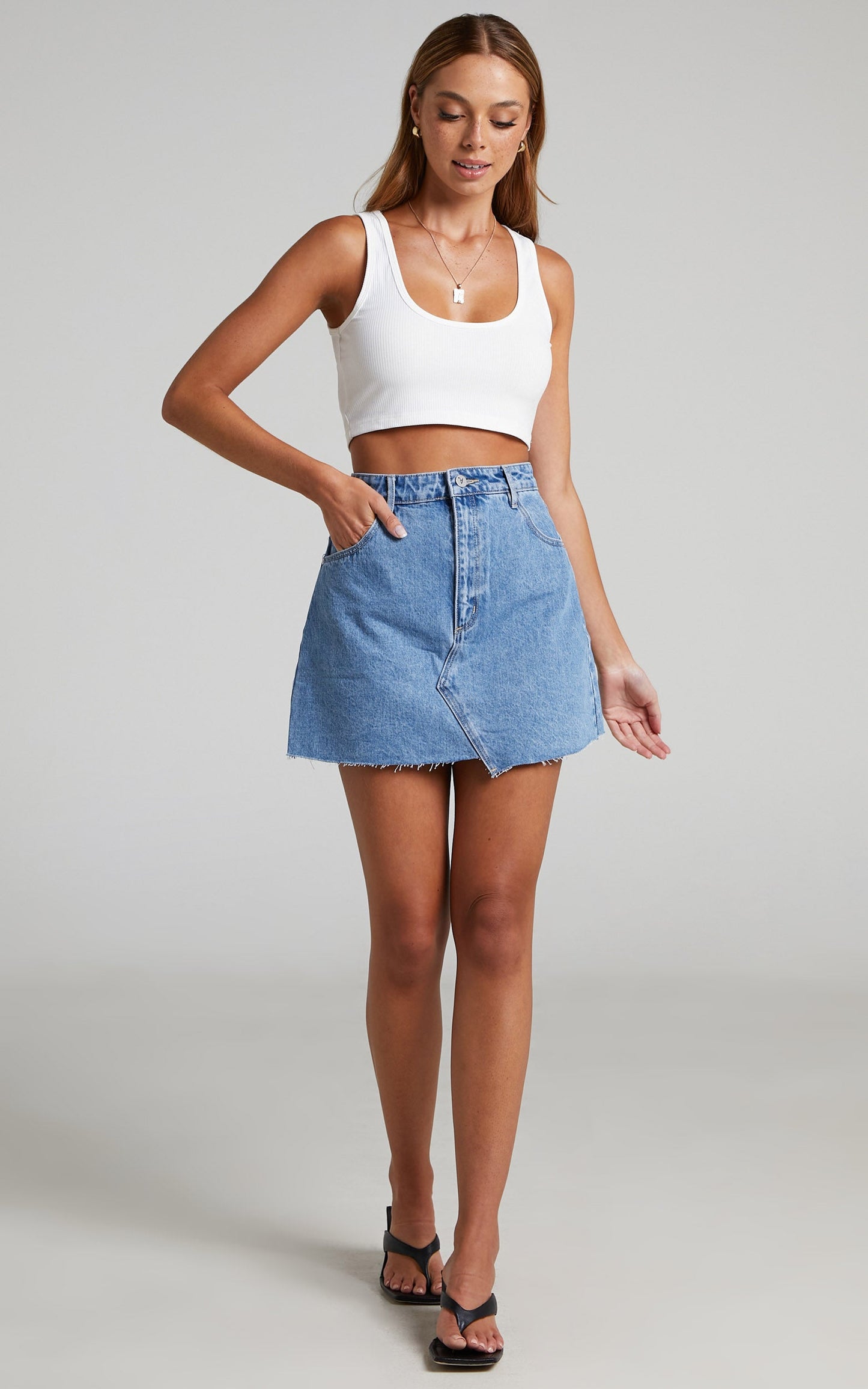 Abrand - A Aline Denim Skirt in Walkin On