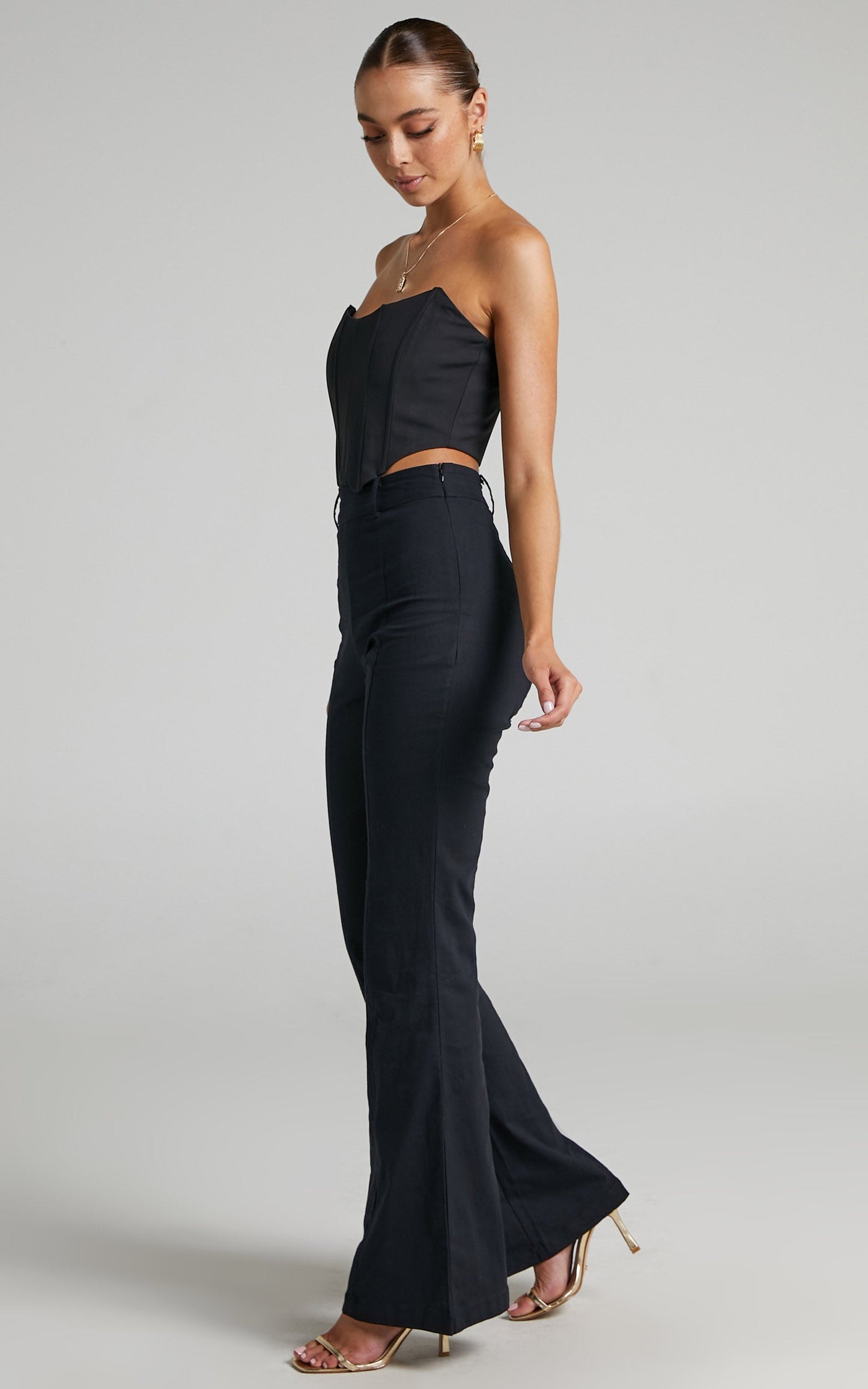 Chielo Pants - High Rise Fit and Flare Pants in Black