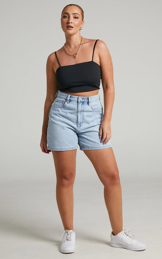 Lee - High Moms Denim Shorts in Cosmic Blue