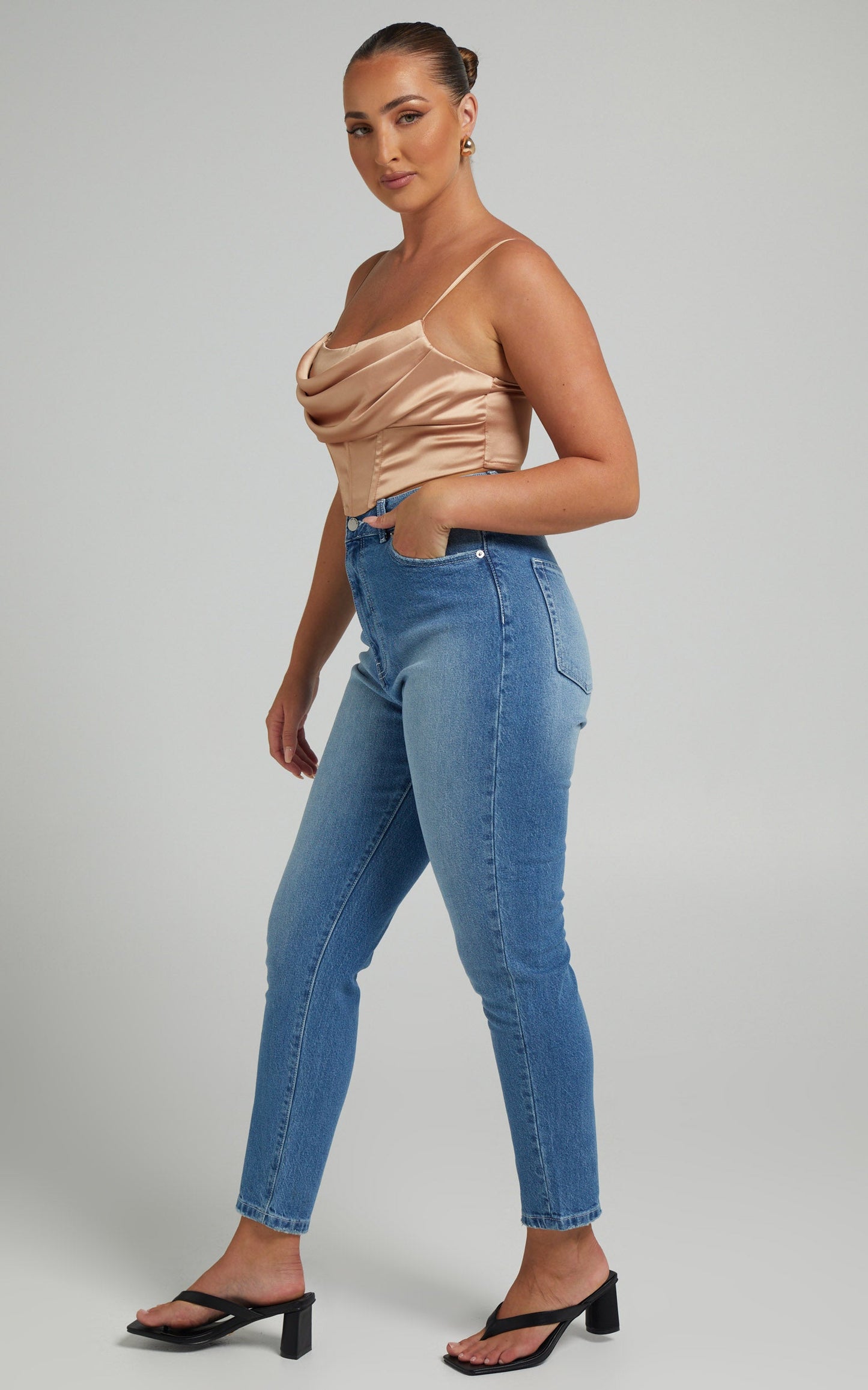 Dr Denim - Nora Jean in Mid Stone Stretch