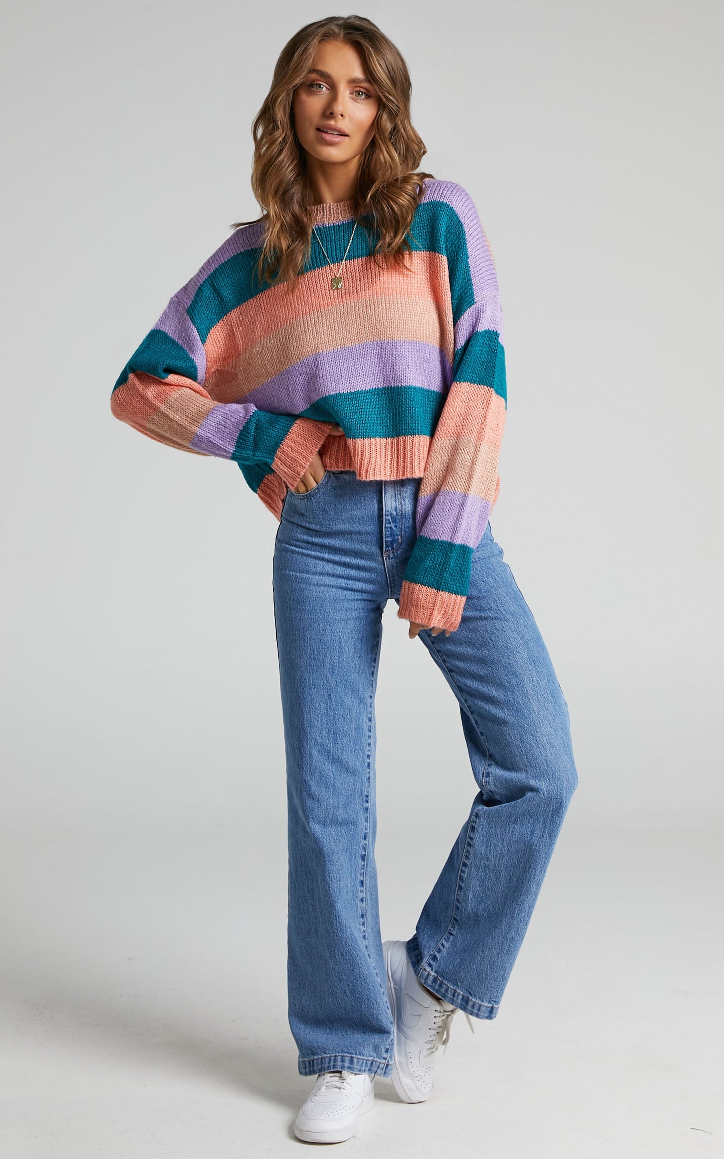 Olesia Drop Shoulder Striped Jumper in Multi