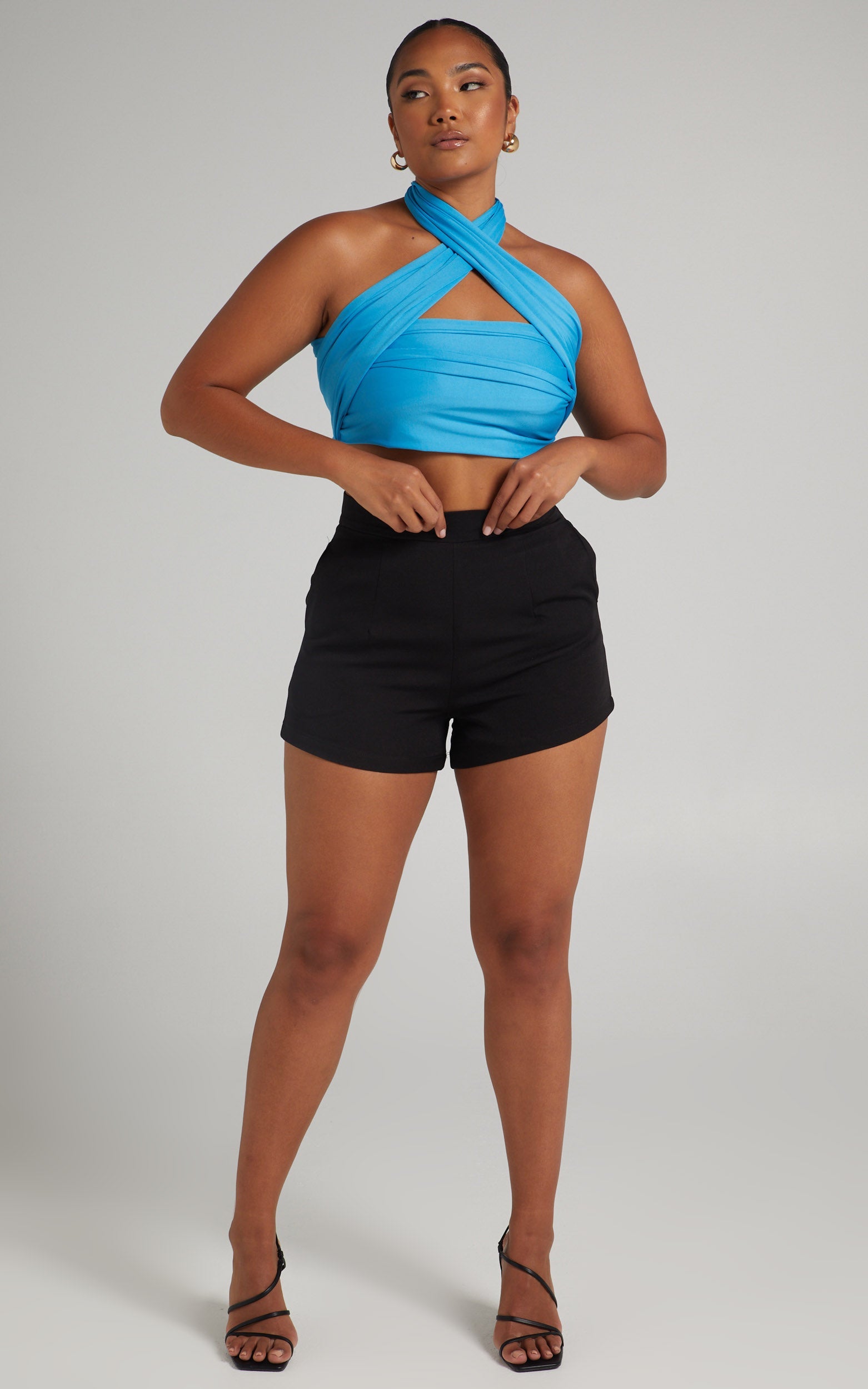 Lilah Multi Tie Crop Top in Blue