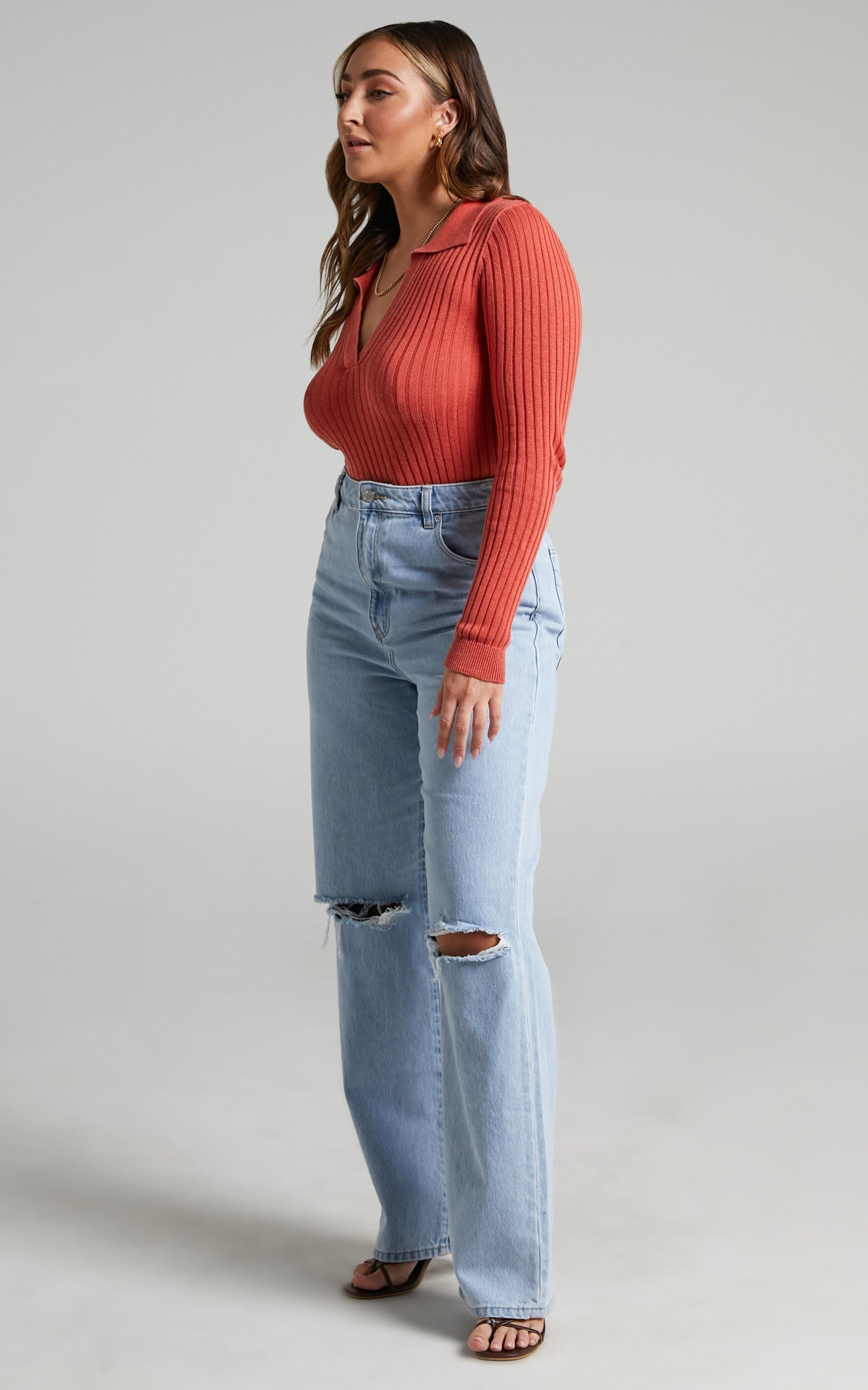 Rolla's - Amanda Long Sleeve Top in Pomegranate