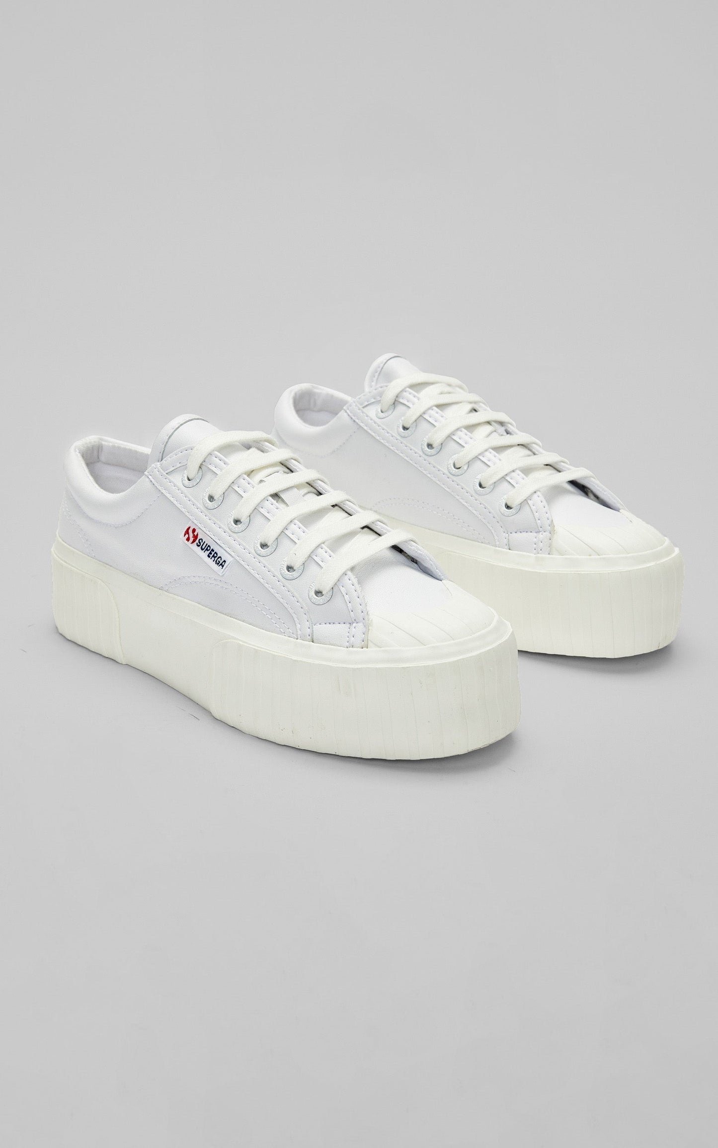 Superga - 2631 Stripe Platform Vegan Leather Sneakers in White