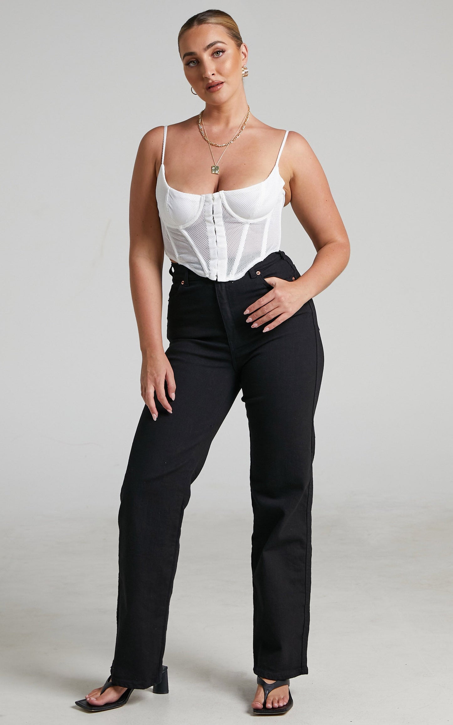 Shieha Mesh Underwired Corset Bustier in White