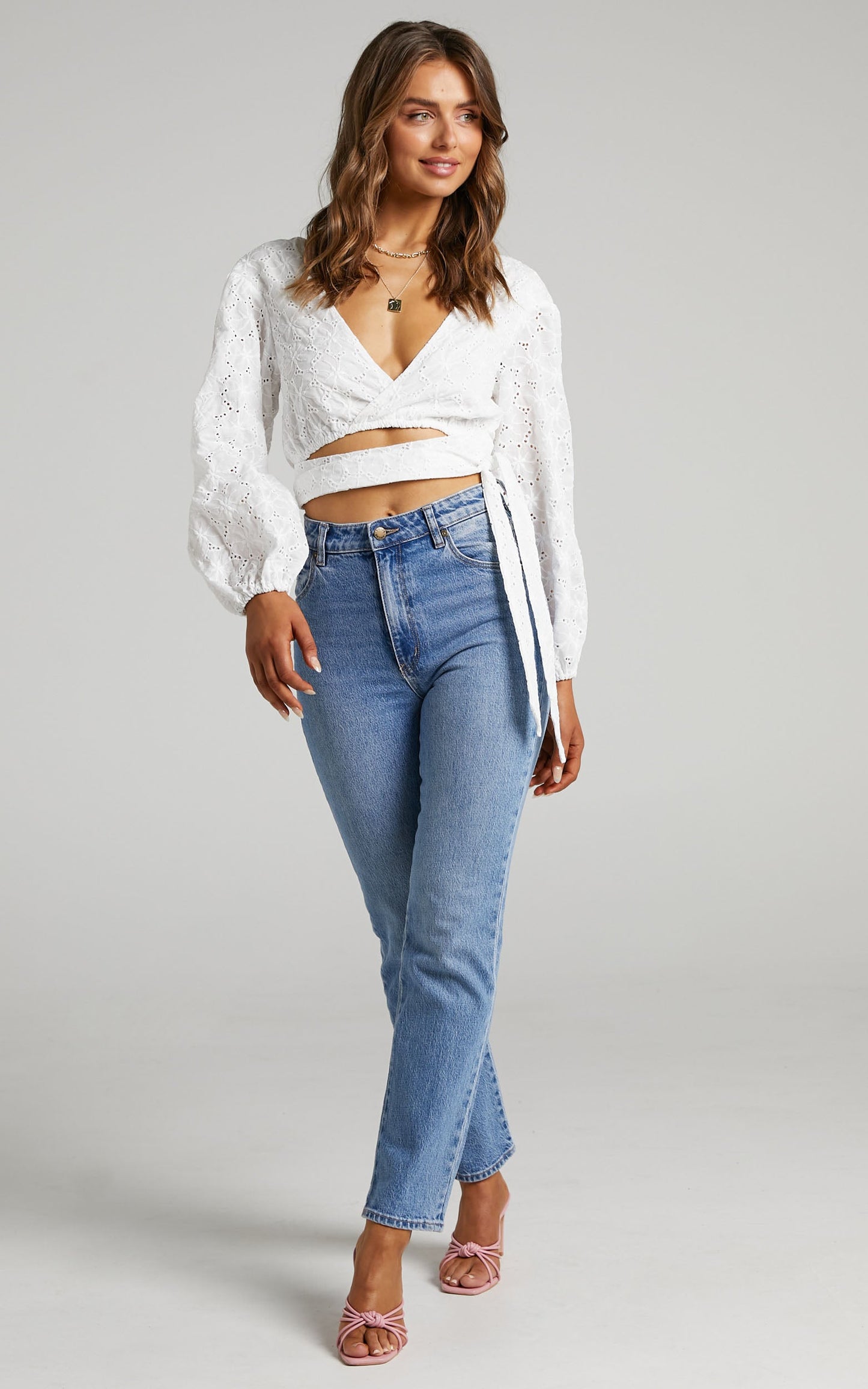 Illeana Embroidered Wrap Top in White