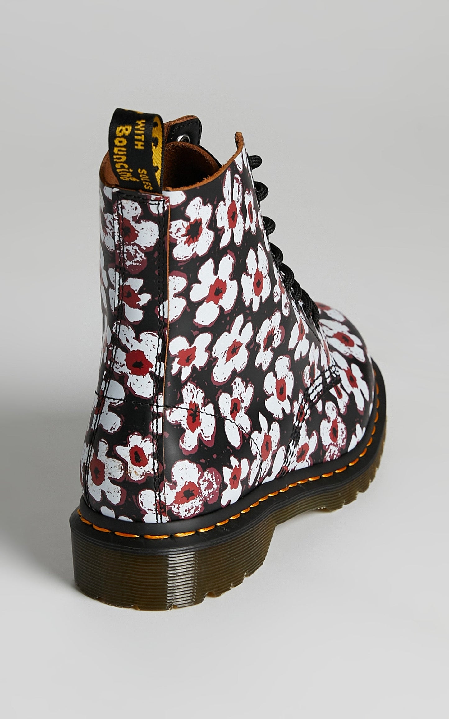 Dr. Martens - 1460 Pascal 8 Eye Boot in Black/Red Pansy Fayre Vintage Smooth