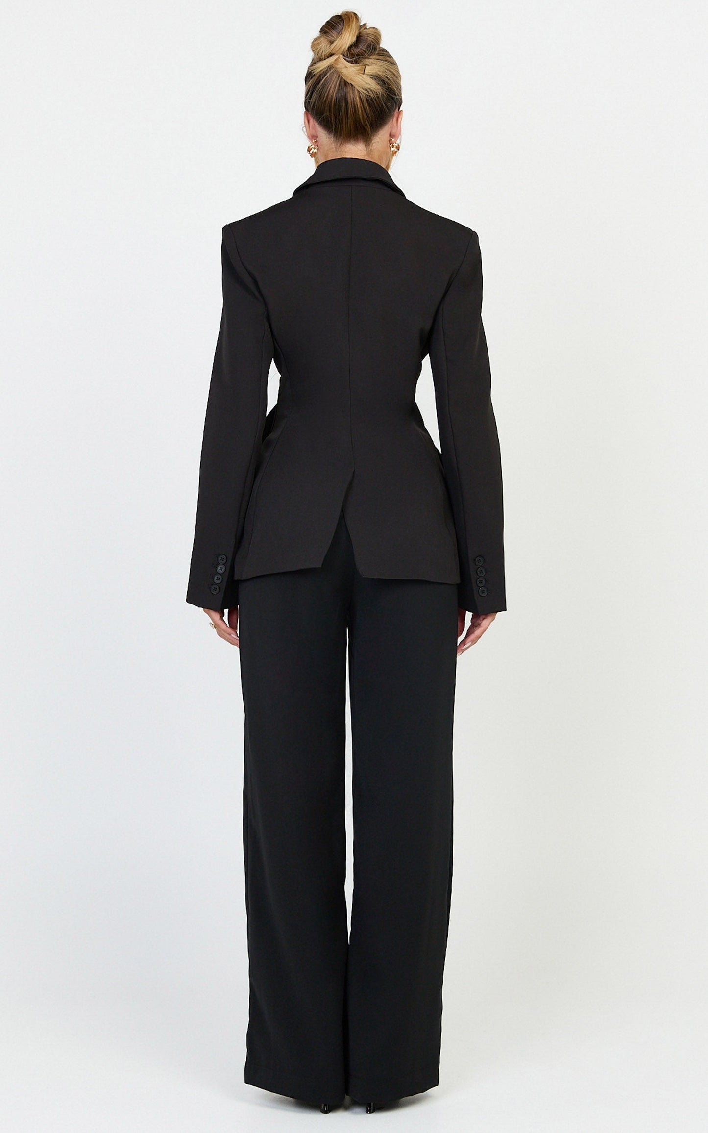 Floriane Blazer - Wrap Front Gold Buckle Detail Blazer in Black