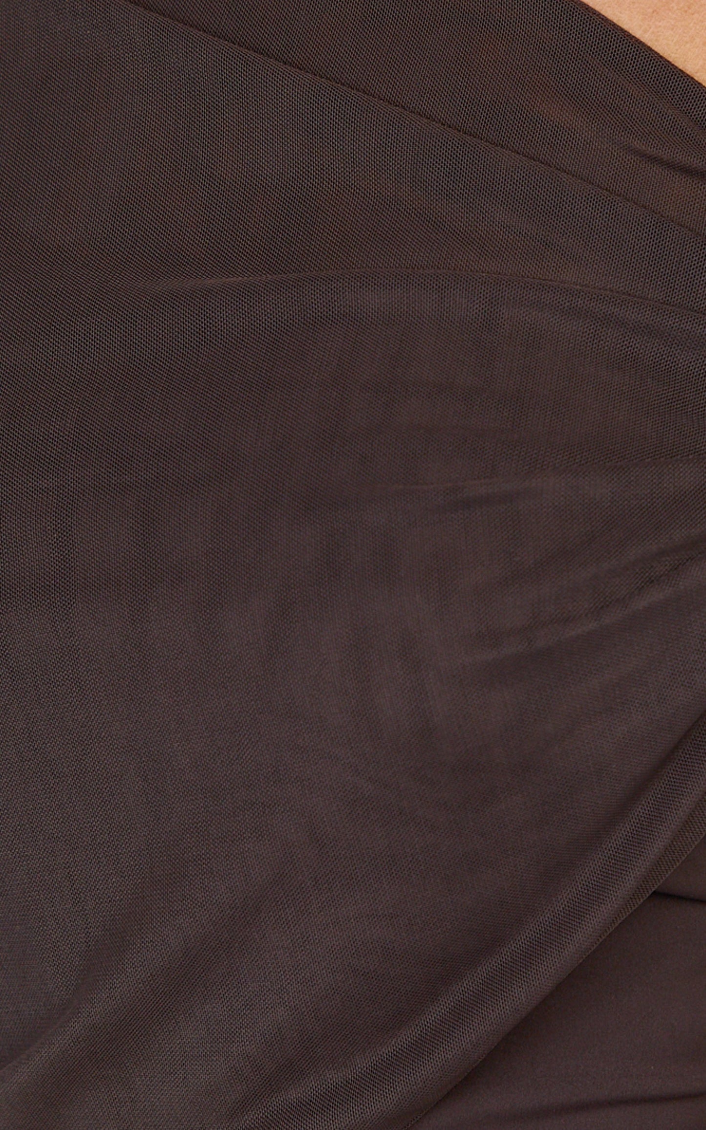 Paloma Top - Mesh Overlay Twist Sleeve Top in Chocolate