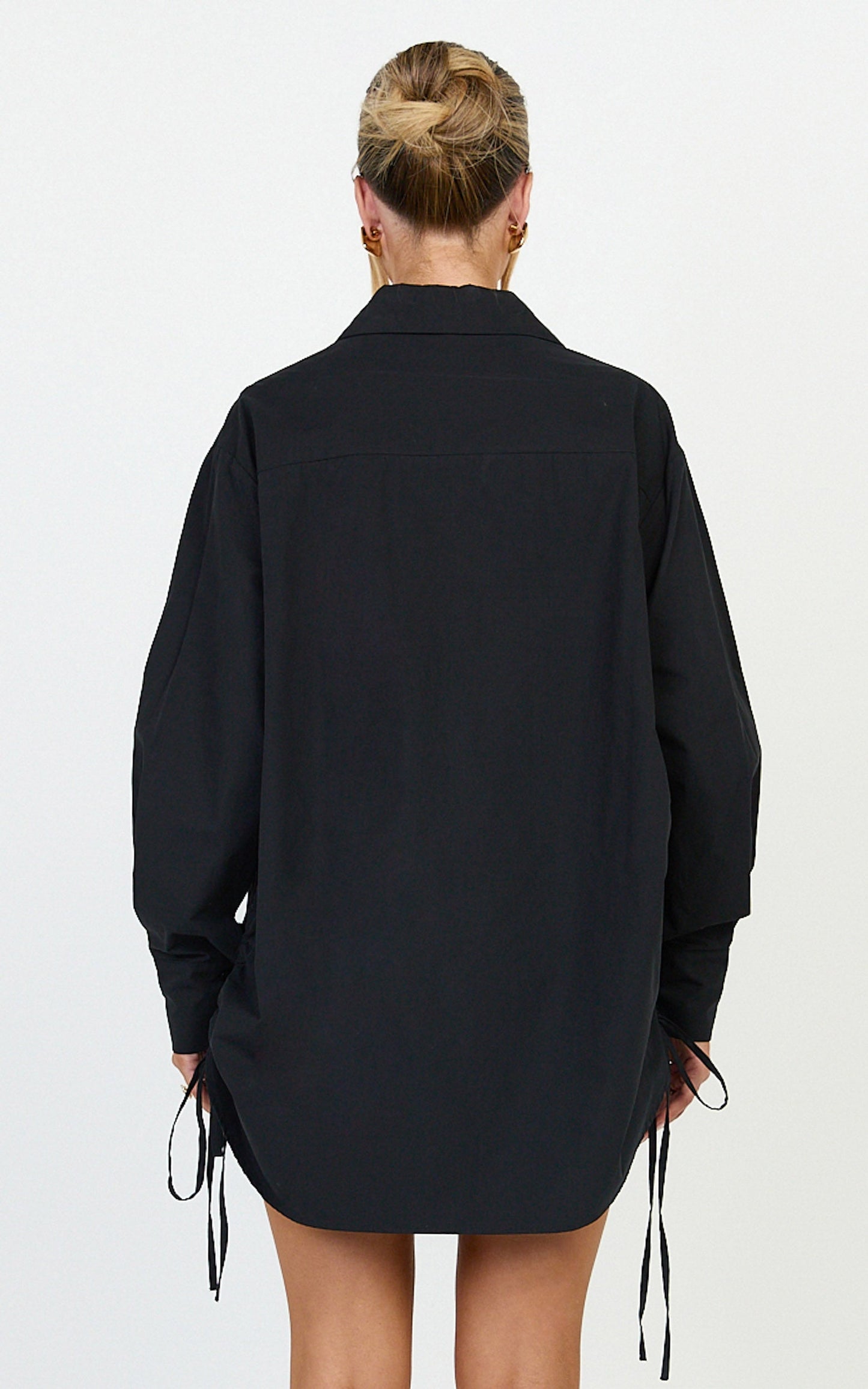 Kalpena Shirt - Ruched Side Oversized Shirt in Black