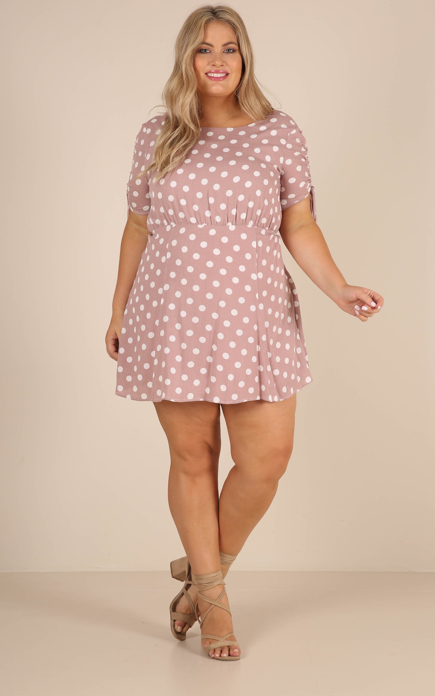 Hand Me Down Dress In Mocha Polkadot