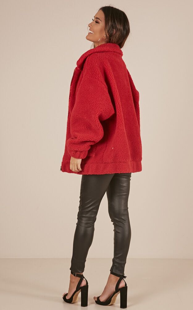 Point Blank Jacket in Red Teddy