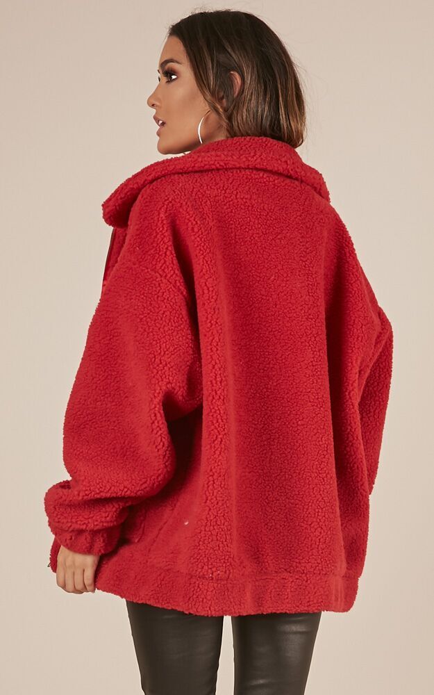 Point Blank Jacket in Red Teddy