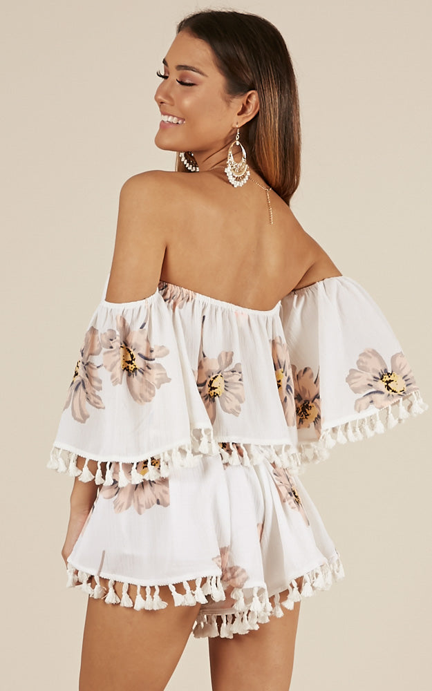 Bohemian Love Two Piece Set In White Floral