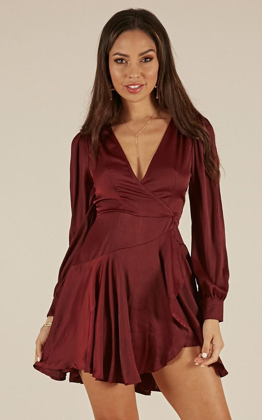 Casino Nights Dress In Wine Sateen