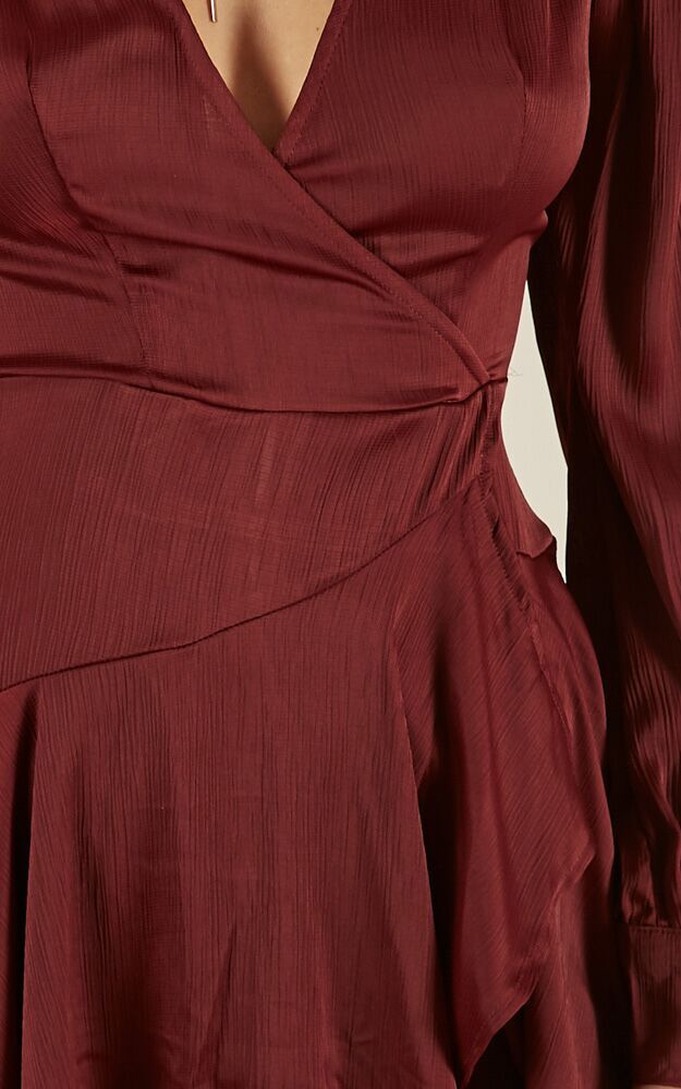 Casino Nights Dress In Wine Sateen