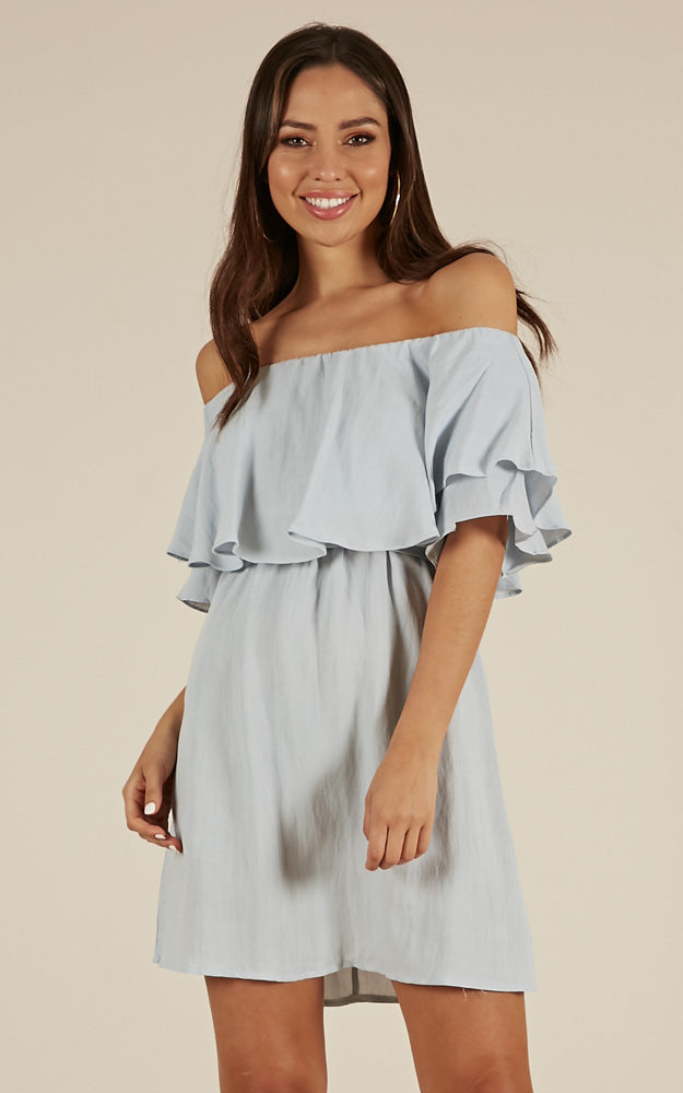 So Divine Dress In Blue Linen Look
