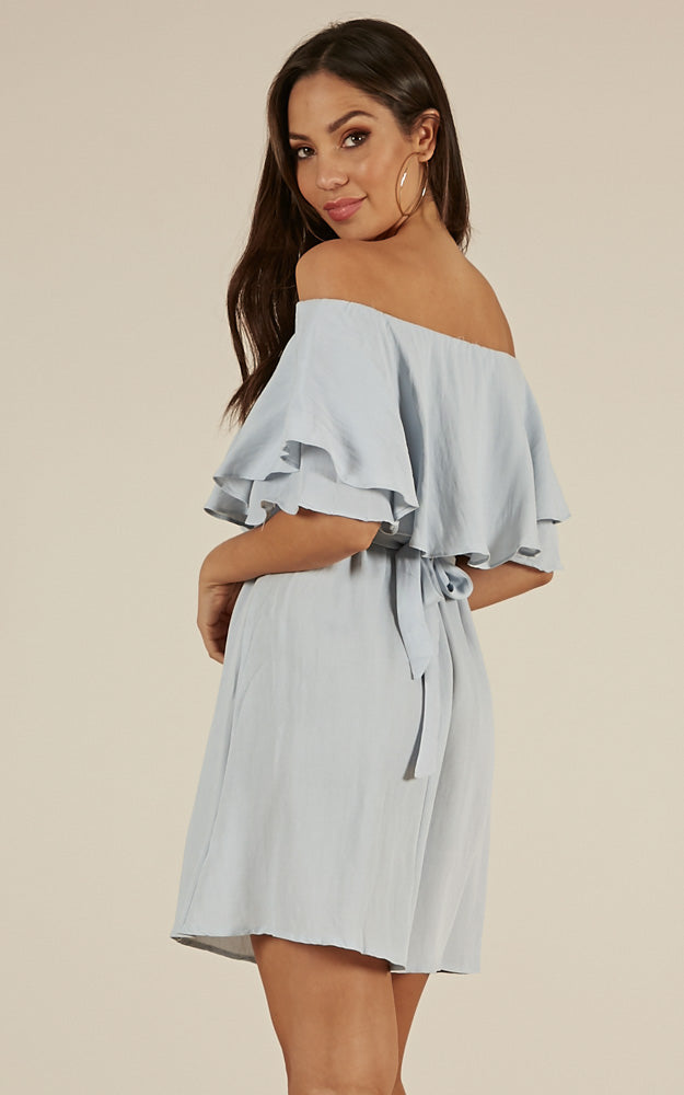 So Divine Dress In Blue Linen Look