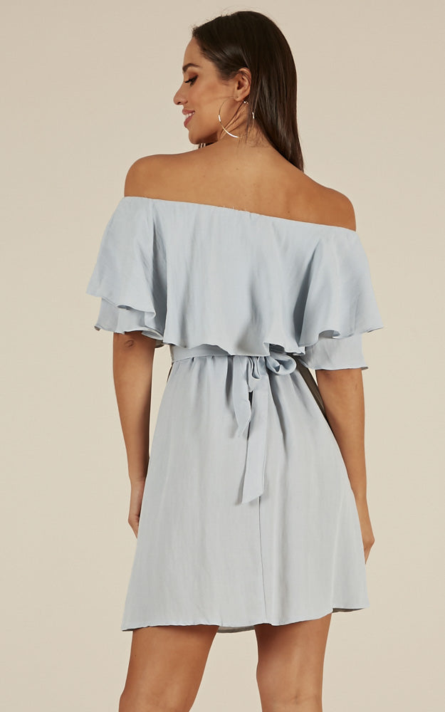 So Divine Dress In Blue Linen Look