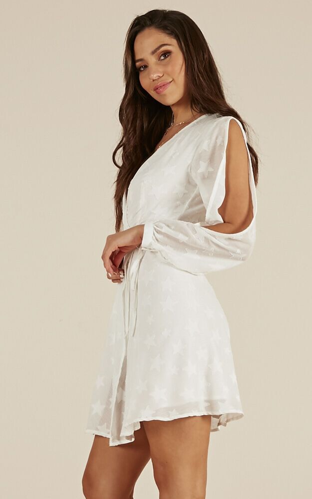 Stuck With Me Dress In White Star Print