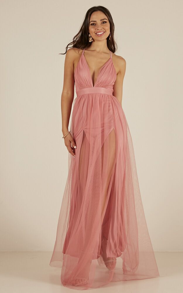 Celebrate Tonight Maxi Dress In Dusty Pink