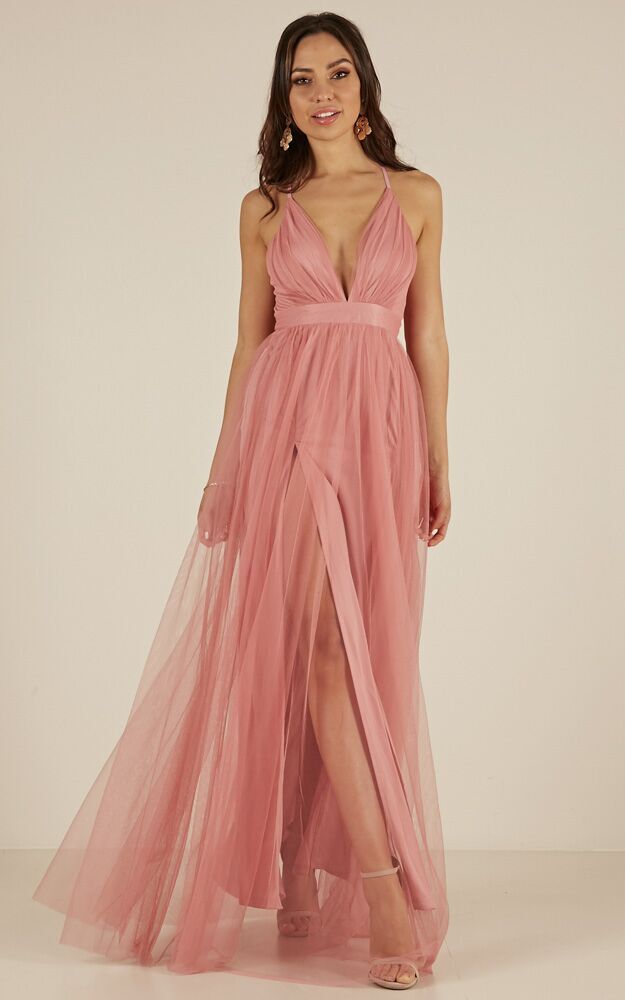 Celebrate Tonight Maxi Dress In Dusty Pink