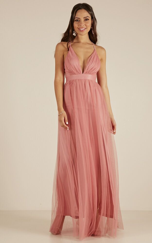 Celebrate Tonight Maxi Dress In Dusty Pink