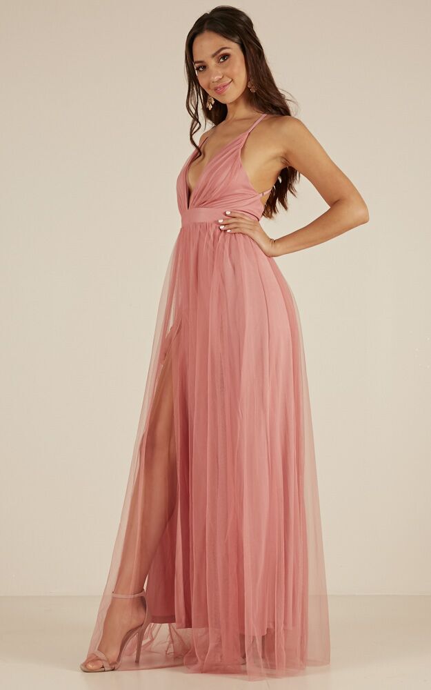 Celebrate Tonight Maxi Dress In Dusty Pink