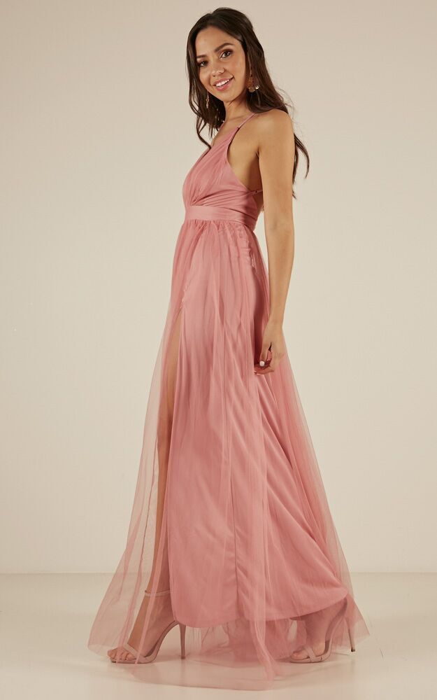 Celebrate Tonight Maxi Dress In Dusty Pink