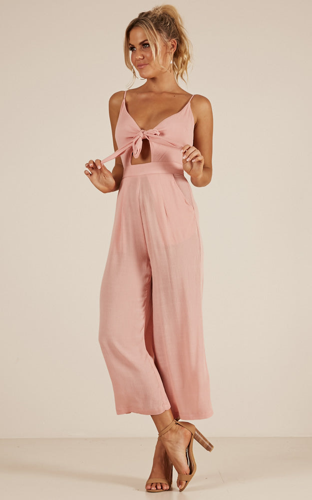 Renewed Jumpsuit in Blush Linen Look