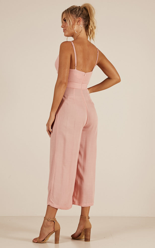 Renewed Jumpsuit in Blush Linen Look